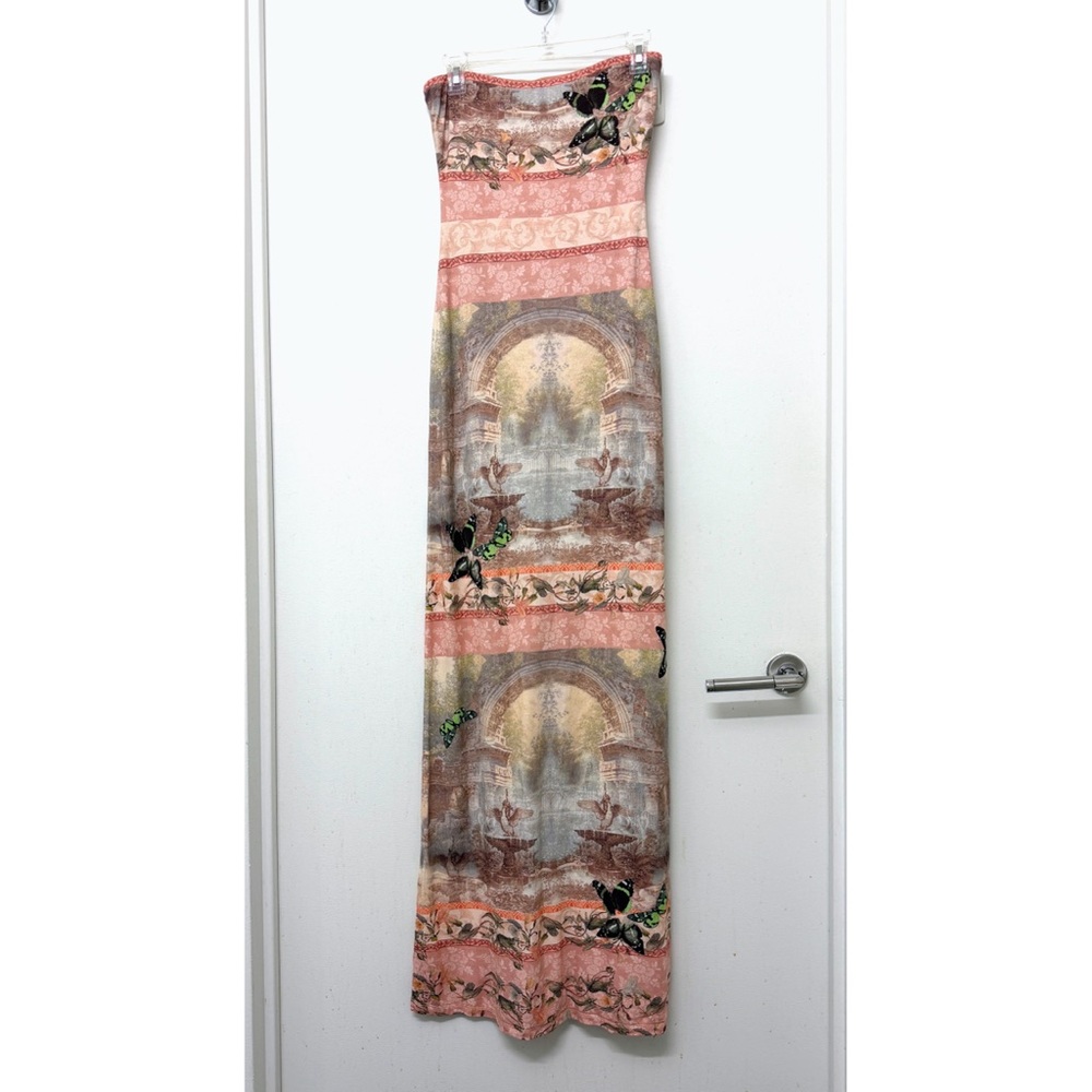 Alice + Olivia Versailles Delora Strapless Maxi Dress Pink Butterfly 2 - Picture 2 of 16